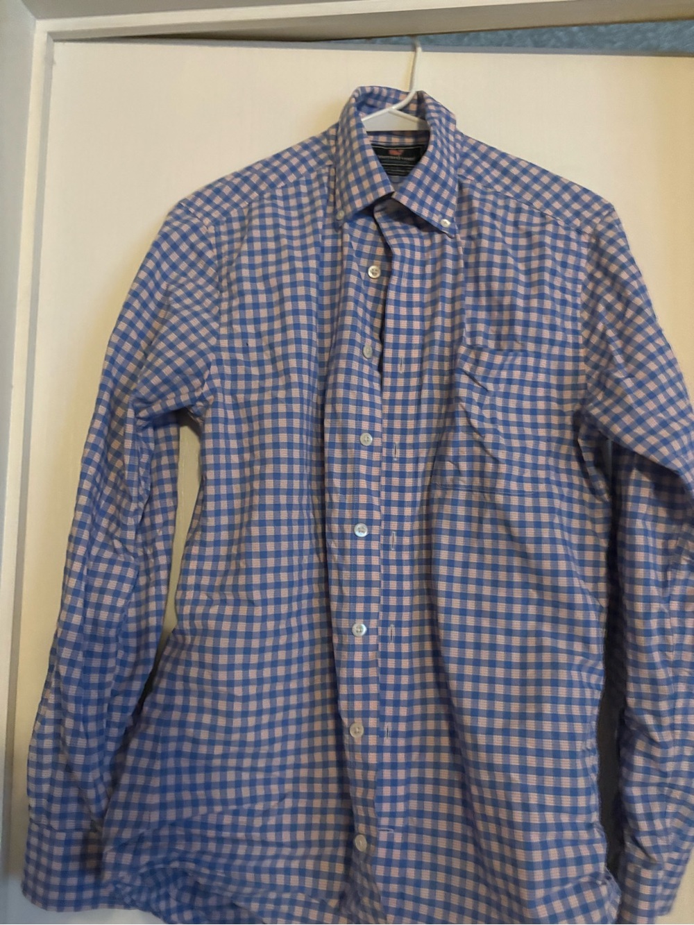 Vineyard Vines Blue and White Gingham Dress Shirt